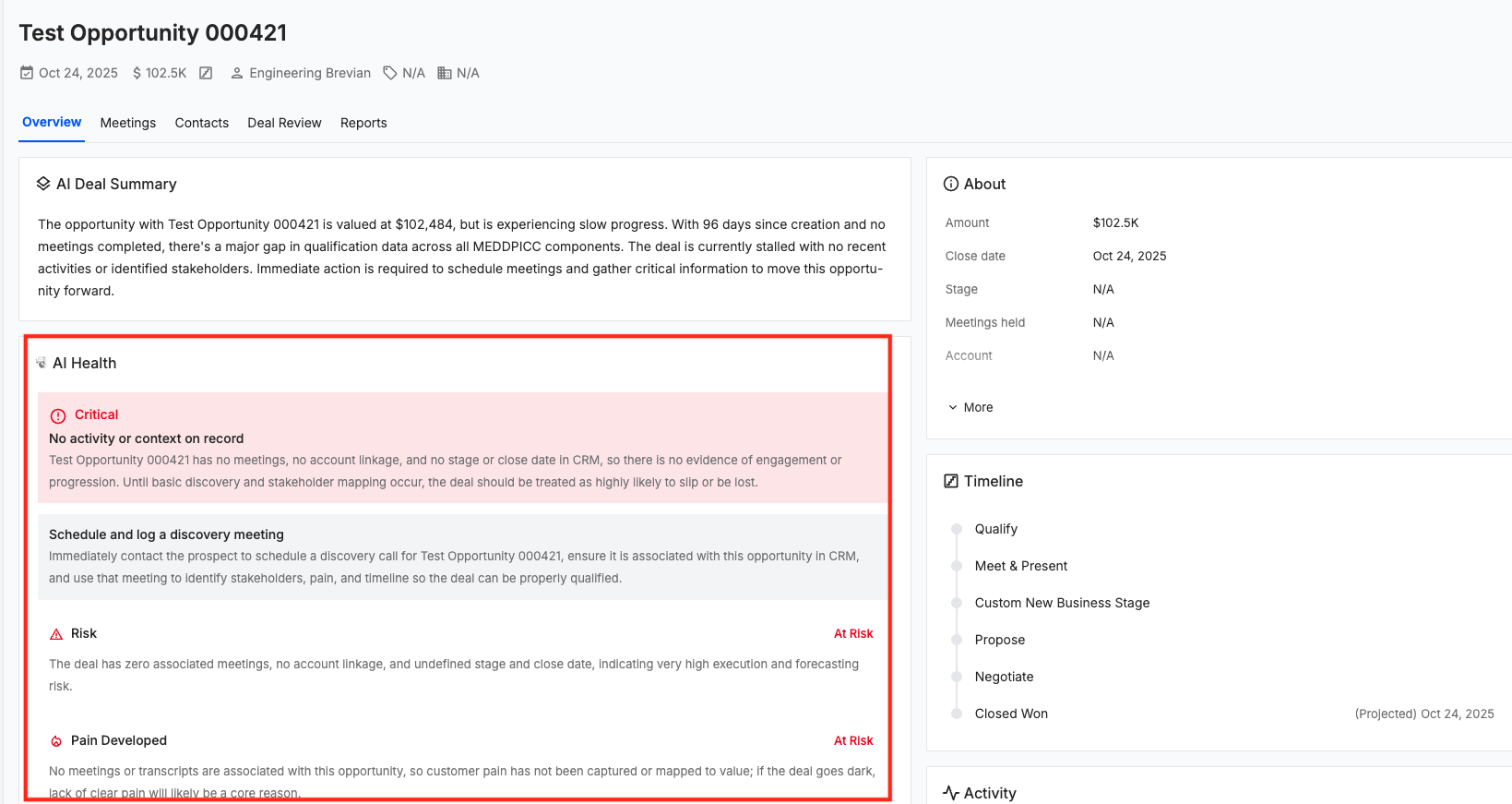 AI Health in deals details page