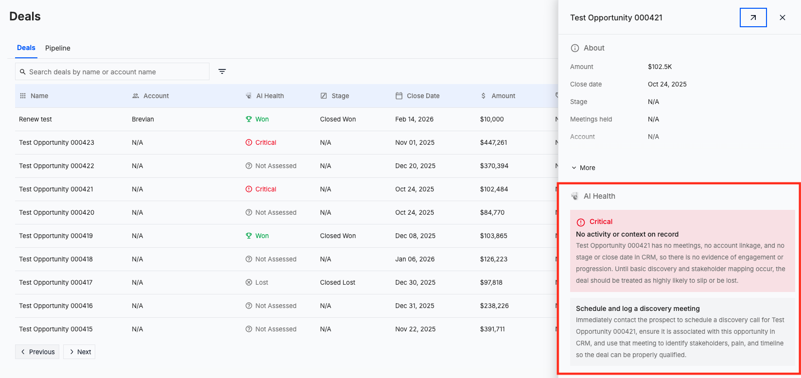 AI Health in right drawer