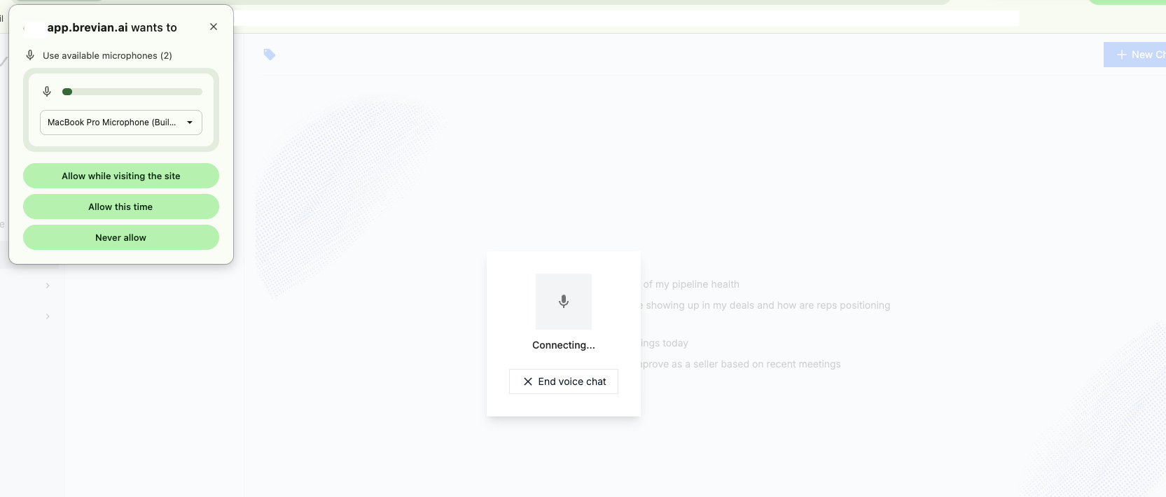 Configure machine for microphone access