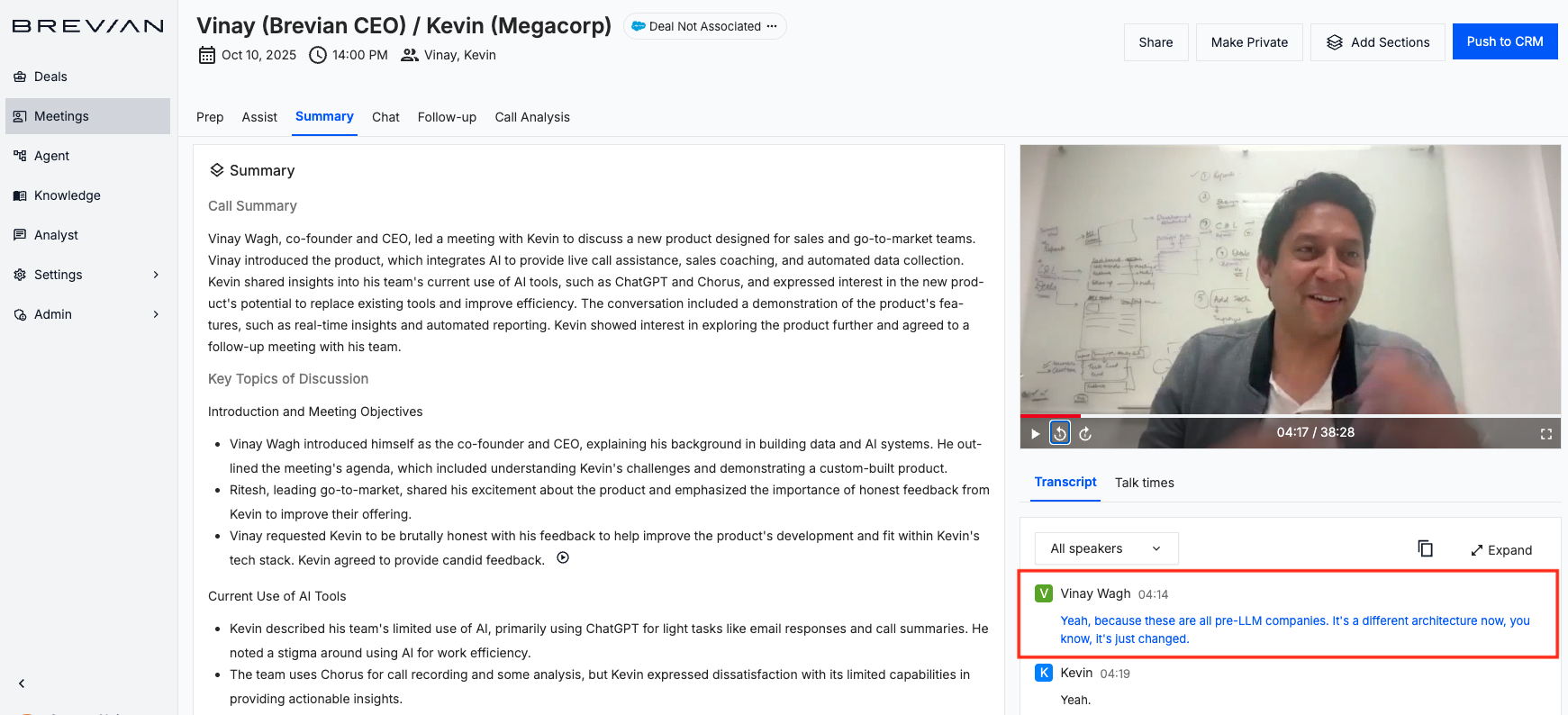 Highlighted transcript