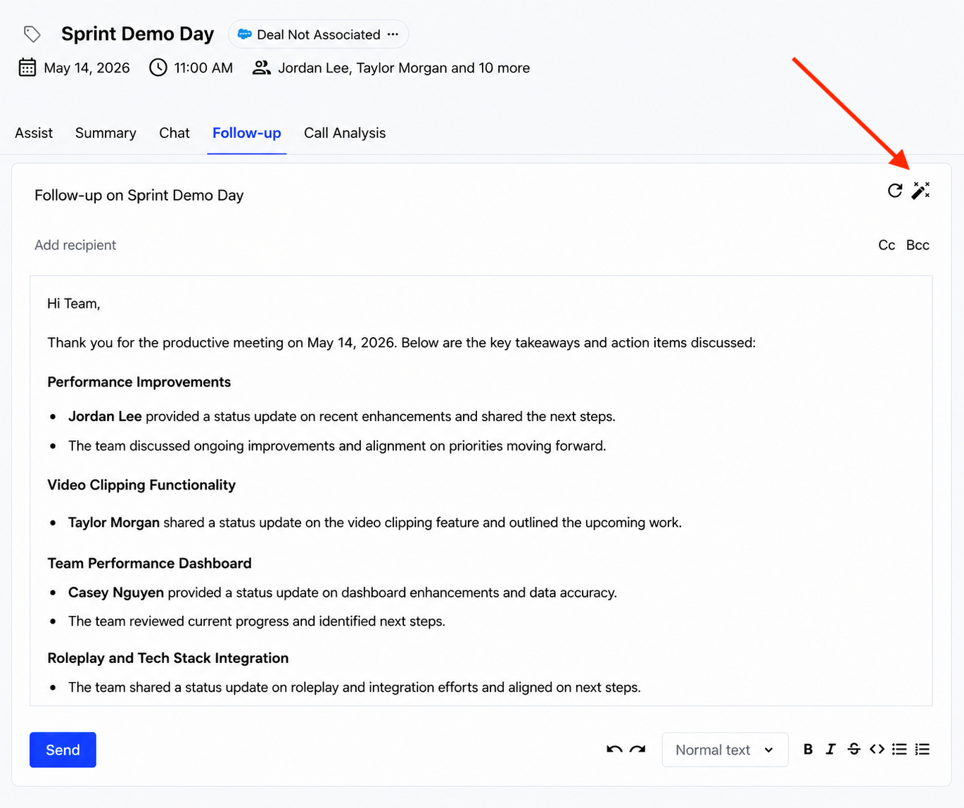 Select icon to update instructions